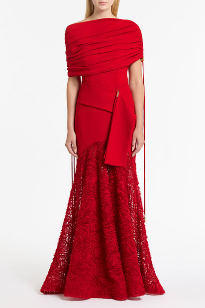 SCARLET CREPE COULISSE SHRUG