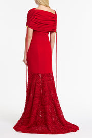SCARLET CREPE COULISSE SHRUG