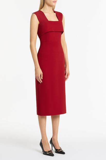 SCARLET CREPE LA BANDA MIDI DRESS