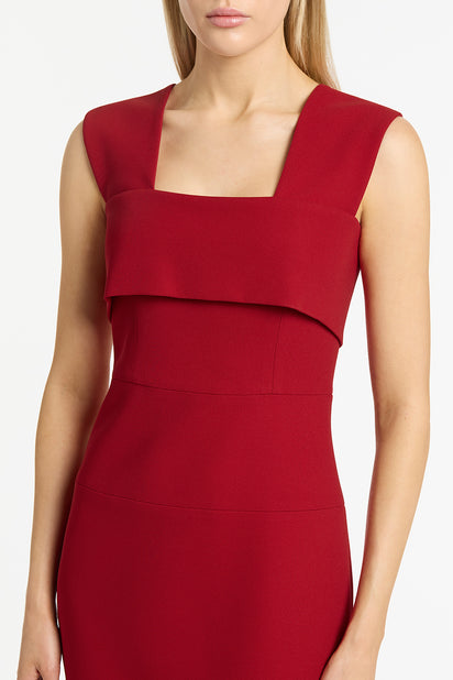 SCARLET CREPE LA BANDA MIDI DRESS