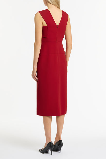 SCARLET CREPE LA BANDA MIDI DRESS