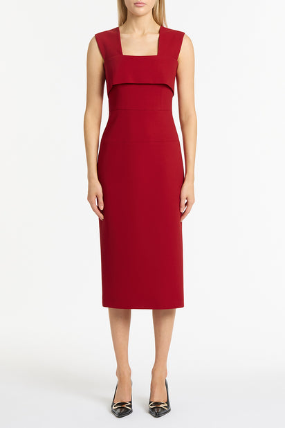 SCARLET CREPE LA BANDA MIDI DRESS