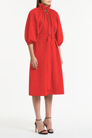 SCARLATTO TAFFETA RUFFLE ZIP DRESS