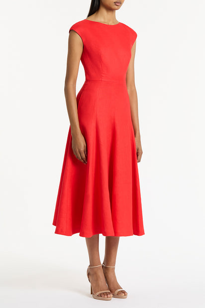 SCARLATTO LINEN A-LINE DRESS