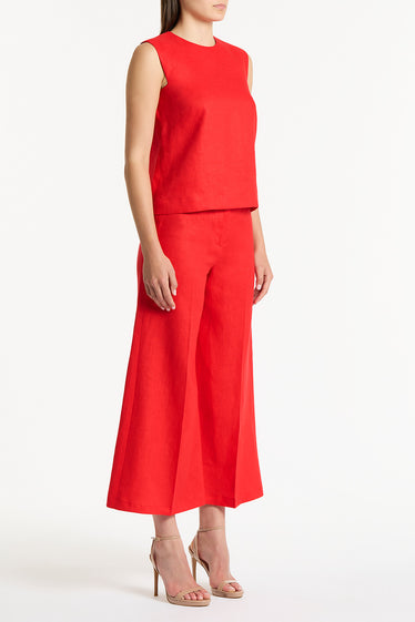 SCARLATTO LINEN CROPPED PALAZZO PANT
