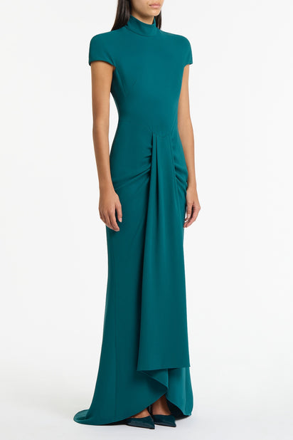 SERPENTINE CREPE CAP SLEEVE GOWN