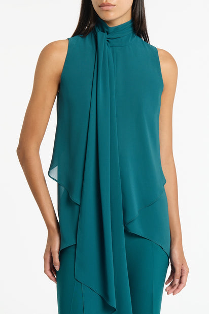 SERPENTINE GEORGETTE TIE TOP