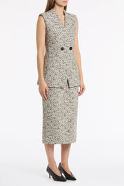 SHIMMER FLECK TWEED LONG LINE VEST