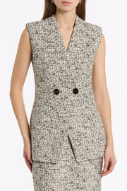 SHIMMER FLECK TWEED LONG LINE VEST