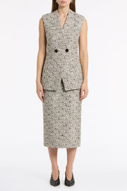 SHIMMER FLECK TWEED LONG LINE VEST
