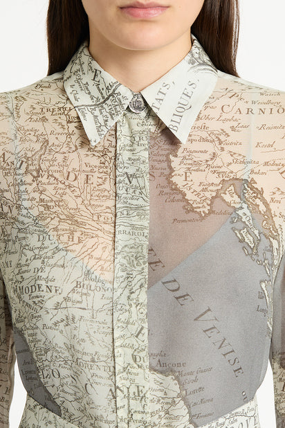 SILVER ITALIA GEORGETTE RELAXED SHIRT DRESS