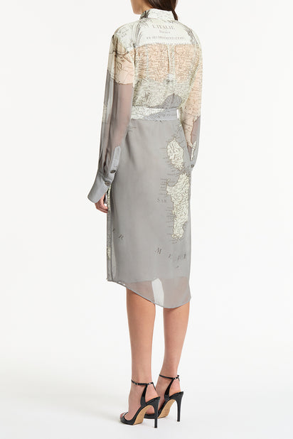 SILVER ITALIA GEORGETTE RELAXED SHIRT DRESS