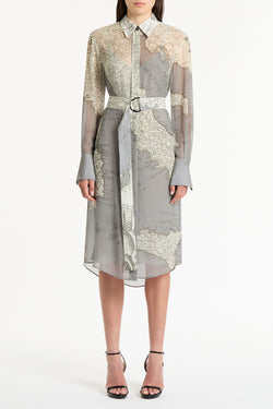 SILVER ITALIA GEORGETTE RELAXED SHIRT DRESS