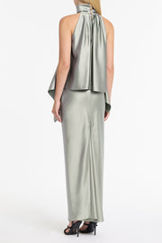 SILVER SATIN BIAS SKIRT