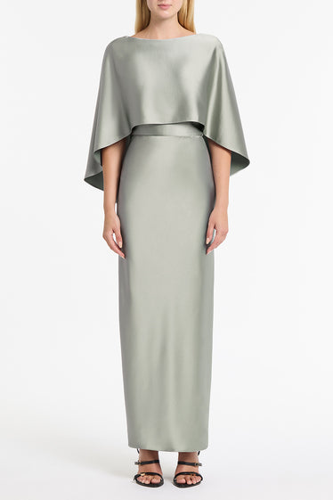 SILVER SATIN CAPE TOP