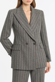 SLATE ITALIAN WOOL PINSTRIPE DOUBLE BREASTED BLAZER
