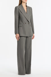 SLATE ITALIAN WOOL PINSTRIPE WIDE LEG PANT
