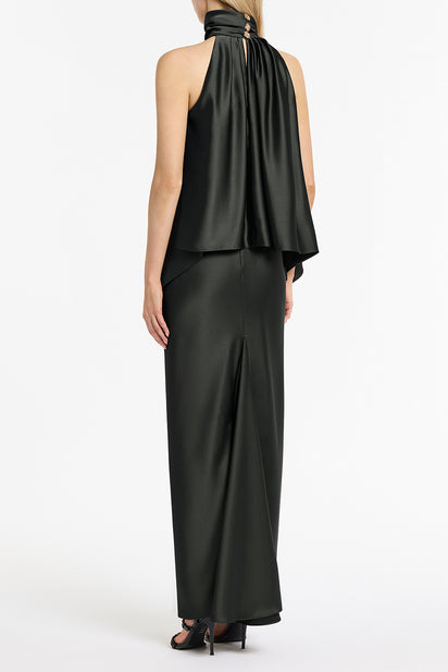 STERLING SATIN DRAPED HALTER TOP