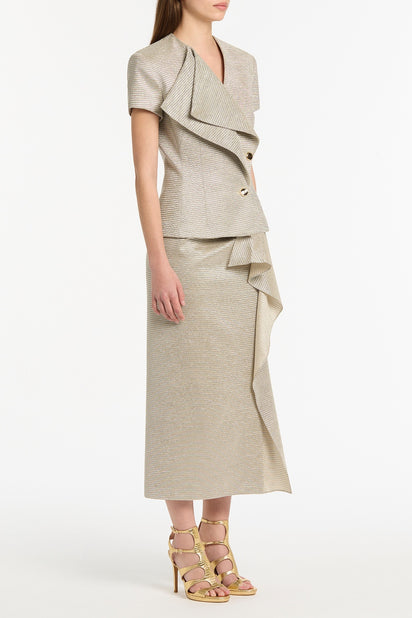 STRIPED GOLD DOUBLE-BREASTED VEST