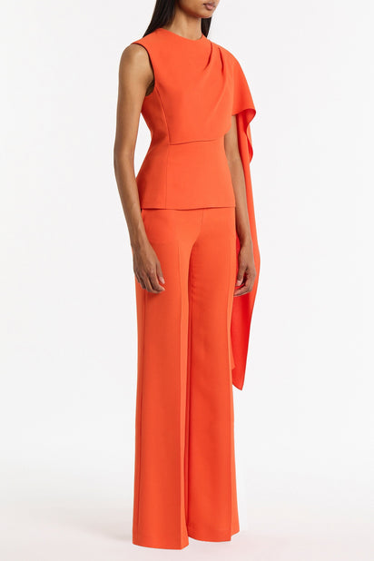 TANGERINE CREPE CASCADE TOP