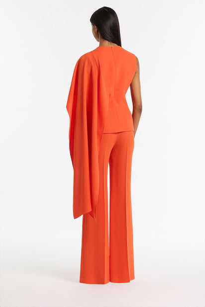 TANGERINE CREPE CASCADE TOP
