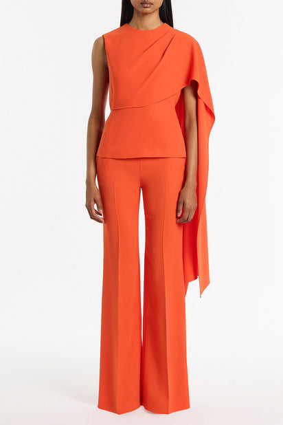 TANGERINE CREPE CASCADE TOP