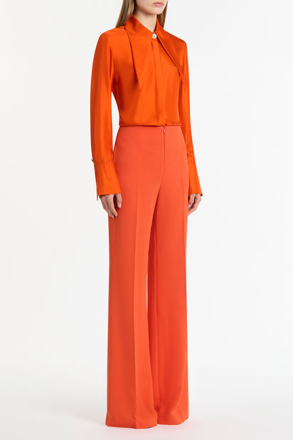 TANGERINE SILK TWILL LONG COLLAR SHIRT