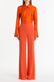 TANGERINE SILK TWILL LONG COLLAR SHIRT