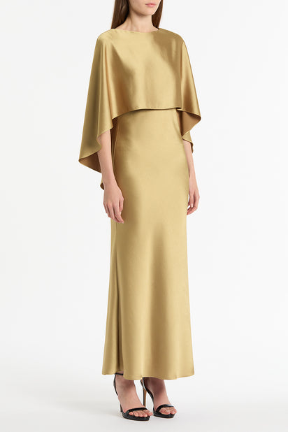 TOURMALINE SATIN CAPE DRESS