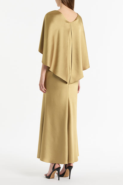 TOURMALINE SATIN CAPE DRESS