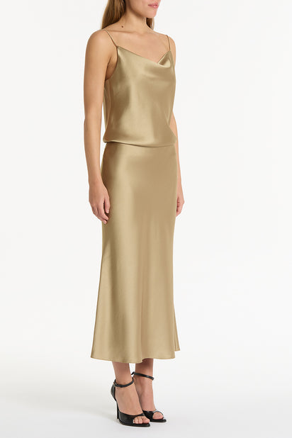 TOURMALINE SATIN COWL NECK CAMI