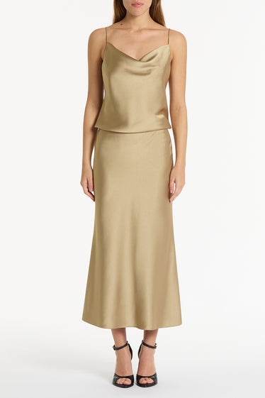 TOURMALINE SATIN COWL NECK CAMI