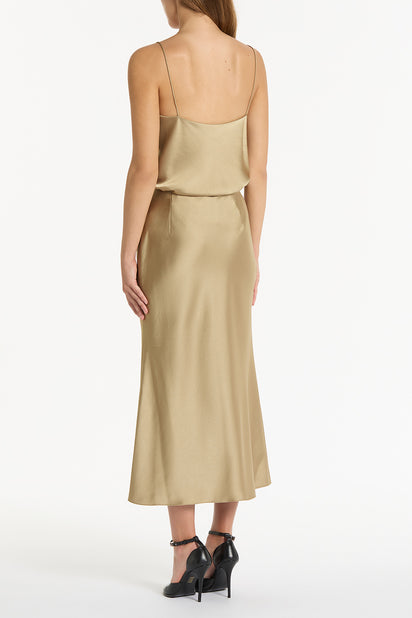 TOURMALINE SATIN MIDI SKIRT