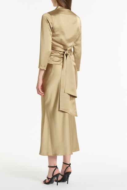 TOURMALINE SATIN WRAP TOP