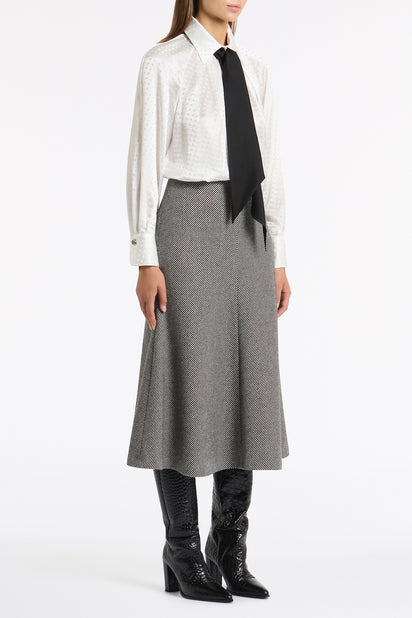 TWILL COATING FLARE SKIRT