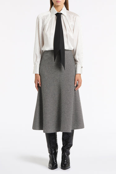 TWILL COATING FLARE SKIRT