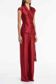 UNDERCURRENT SILK VISCOSE STRETCH CAP SLEEVE WRAP TOP