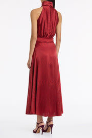 UNDERCURRENT SILK VISCOSE STRETCH HALTER DRESS