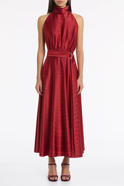 UNDERCURRENT SILK VISCOSE STRETCH HALTER DRESS