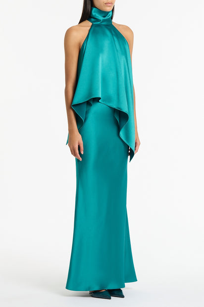 VIRIDIAN LUSTRE SATIN HALTER NECK TOP