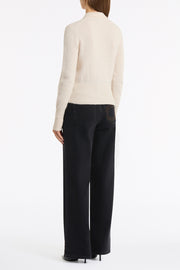 WASHED BLACK DENIM WIDE LEG PANT