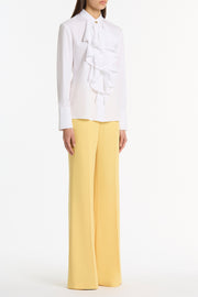 WHITE COTTON FRILL FRONT SHIRT