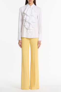 WHITE COTTON FRILL FRONT SHIRT