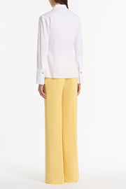 WHITE COTTON FRILL FRONT SHIRT