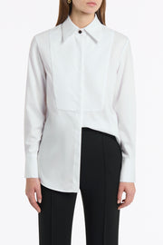 WHITE COTTON SHIRTING BIB FRONT SHIRT