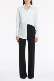 WHITE COTTON SHIRTING BIB FRONT SHIRT