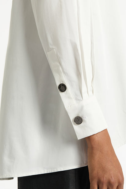 WHITE COTTON TAFFETA SHIRT