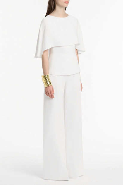 WHITE CREPE CAPE TOP