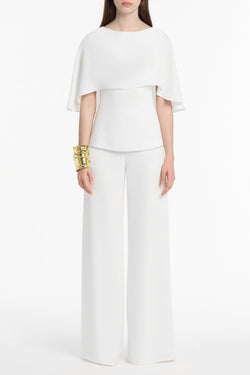 WHITE CREPE CAPE TOP