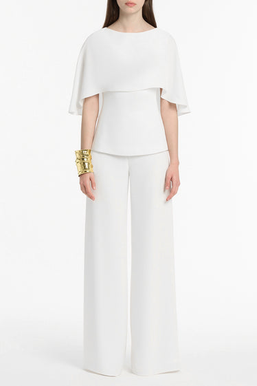 WHITE CREPE CAPE TOP
